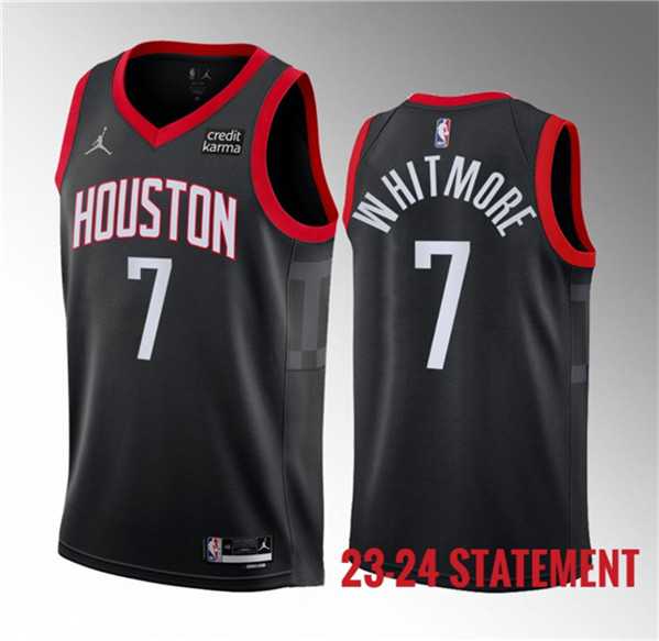 Men%27s Houston Rockets #7 Cam Whitmore Black 2023 Draft Statement Edition Stitched Basketball Jersey Dzhi->houston rockets->NBA Jersey